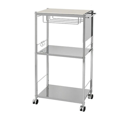 日本製 包丁スタンド付き キッチン作業台 幅48cm 人工大理石天板 キッチン作業台 キッチンワゴン ステンレス キャスター付き キッチンラック 棚 キッチン収納 取っ手(代引不可)