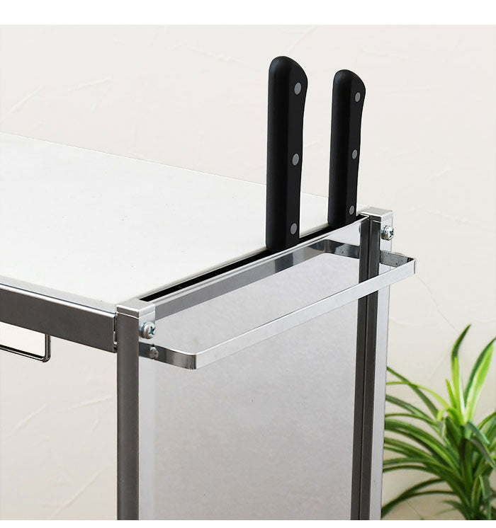 日本製 包丁スタンド付き キッチン作業台 幅48cm 人工大理石天板 キッチン作業台 キッチンワゴン ステンレス キャスター付き キッチンラック 棚 キッチン収納 取っ手(代引不可)