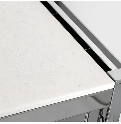 日本製 包丁スタンド付き キッチン作業台 幅48cm 人工大理石天板 キッチン作業台 キッチンワゴン ステンレス キャスター付き キッチンラック 棚 キッチン収納 取っ手(代引不可)