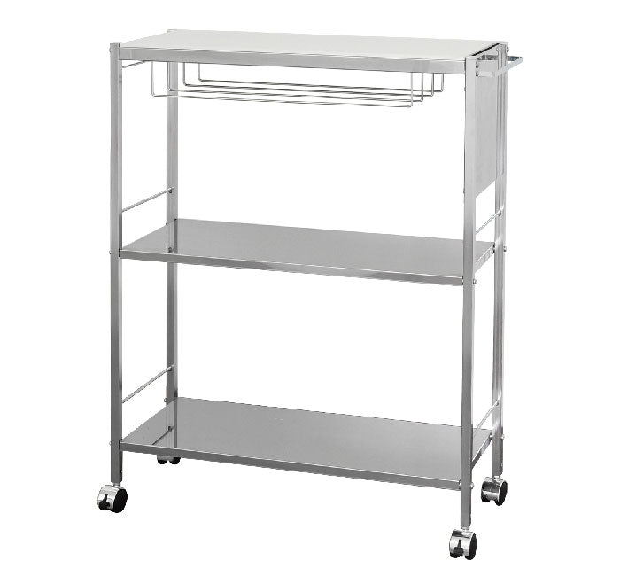 日本製 包丁スタンド付き キッチン作業台 幅68cm 人工大理石天板 キッチン作業台 キッチンワゴン ステンレス キャスター付き キッチンラック 棚 キッチン収納 取っ手(代引不可)