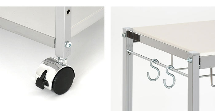 日本製 包丁スタンド付き キッチン作業台 幅68cm 人工大理石天板 キッチン作業台 キッチンワゴン ステンレス キャスター付き キッチンラック 棚 キッチン収納 取っ手(代引不可)