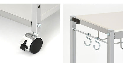 日本製 包丁スタンド付き キッチン作業台 幅68cm 人工大理石天板 キッチン作業台 キッチンワゴン ステンレス キャスター付き キッチンラック 棚 キッチン収納 取っ手(代引不可)