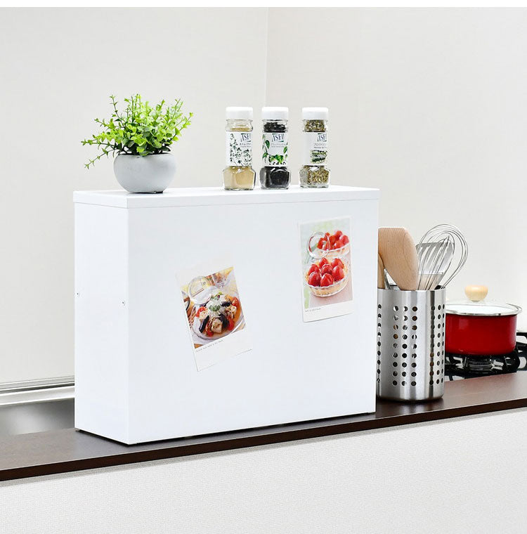 日本製 燕三条 手元が隠せるカウンター上収納 幅45 ステンレス棚 調味料ラック スパイスラック カウンター上 収納 対面キッチン キッチンラック キッチン収納 白 ホワイト(代引不可)
