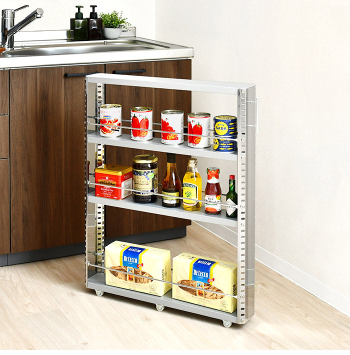 日本製 燕三条 ステンレスすき間収納 幅10cm ロータイプ 高さ81cm 棚板調節 隙間収納 すき間収納 キッチン収納 キッチンワゴン スリム(代引不可)