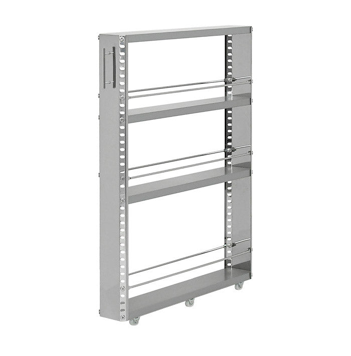 日本製 燕三条 ステンレスすき間収納 幅10cm ロータイプ 高さ81cm 棚板調節 隙間収納 すき間収納 キッチン収納 キッチンワゴン スリム(代引不可)