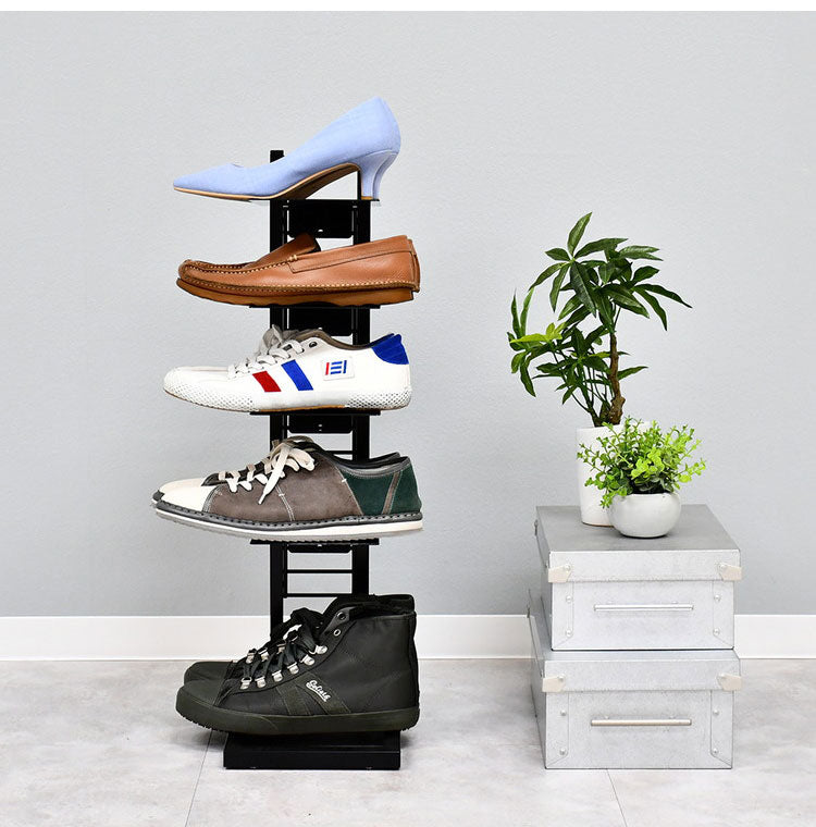 日本製 飾るシューズラック 5段 フロートシューズラック 5足用 スリム スチールラック 玄関収納 オープンラック スリッパラック スニーカー ディスプレイ 隙間収納(代引不可)