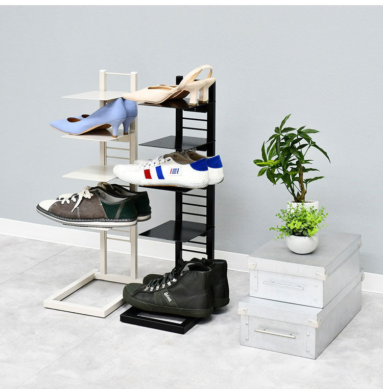 日本製 飾るシューズラック 5段 フロートシューズラック 5足用 スリム スチールラック 玄関収納 オープンラック スリッパラック スニーカー ディスプレイ 隙間収納(代引不可)