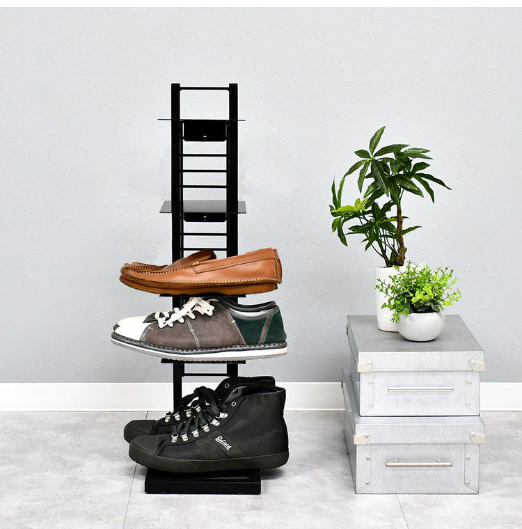 日本製 飾るシューズラック 5段 フロートシューズラック 5足用 スリム スチールラック 玄関収納 オープンラック スリッパラック スニーカー ディスプレイ 隙間収納(代引不可)