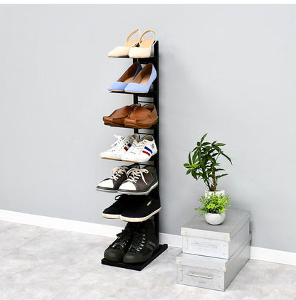 日本製 飾るシューズラック 7段 フロートシューズラック 7足用 スリム スチールラック 玄関収納 オープンラック スリッパラック スニーカー ディスプレイ 隙間収納(代引不可)