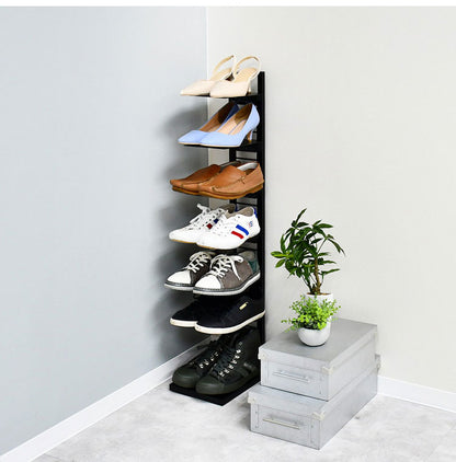 日本製 飾るシューズラック 7段 フロートシューズラック 7足用 スリム スチールラック 玄関収納 オープンラック スリッパラック スニーカー ディスプレイ 隙間収納(代引不可)