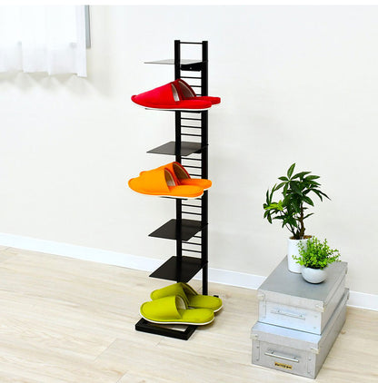 日本製 飾るシューズラック 7段 フロートシューズラック 7足用 スリム スチールラック 玄関収納 オープンラック スリッパラック スニーカー ディスプレイ 隙間収納(代引不可)