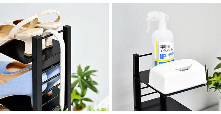 日本製 飾るシューズラック 7段 フロートシューズラック 7足用 スリム スチールラック 玄関収納 オープンラック スリッパラック スニーカー ディスプレイ 隙間収納(代引不可)