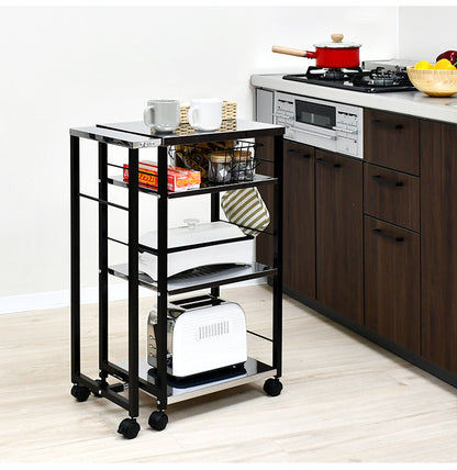 日本製 しまえる作業台付きキッチン家電ワゴン 幅52~78cm 天板伸縮式 キッチンワゴン 伸長式 ステンレス 作業台 レンジ台 トースターラック コンパクト スリム(代引不可)