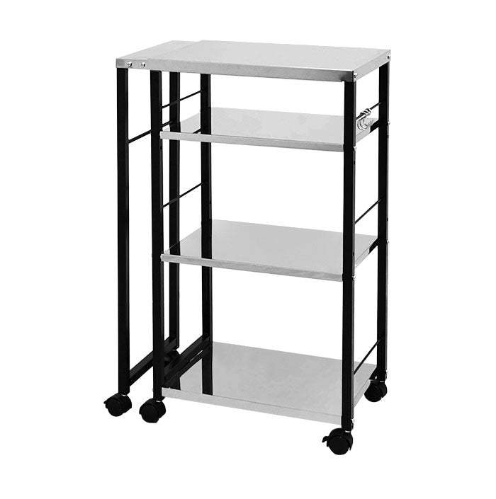 日本製 しまえる作業台付きキッチン家電ワゴン 幅52~78cm 天板伸縮式 キッチンワゴン 伸長式 ステンレス 作業台 レンジ台 トースターラック コンパクト スリム(代引不可)