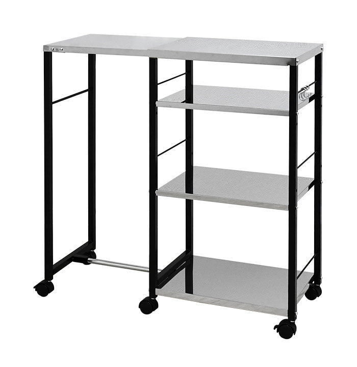 日本製 しまえる作業台付きキッチン家電ワゴン 幅52~78cm 天板伸縮式 キッチンワゴン 伸長式 ステンレス 作業台 レンジ台 トースターラック コンパクト スリム(代引不可)