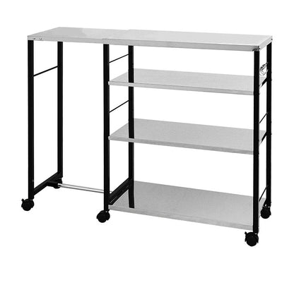 日本製 しまえる作業台付きキッチン家電ワゴン 幅72~118cm 天板伸縮式 キッチンワゴン 伸長式 ステンレス 作業台 レンジ台 トースターラック コンパクト スリム(代引不可)