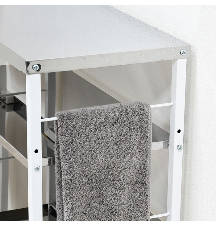 日本製 しまえる作業台付きキッチン家電ワゴン 幅72~118cm 天板伸縮式 キッチンワゴン 伸長式 ステンレス 作業台 レンジ台 トースターラック コンパクト スリム(代引不可)