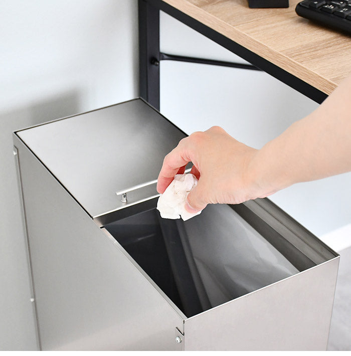 日本製 ステンレスダストボックス 45L袋用 スタイリッシュ ゴミ箱 スライド式 フタ付き 蓋付き シンプル ごみ箱 スリム 45リットル おしゃれ 角型 リビング キッチン 台所(代引不可)