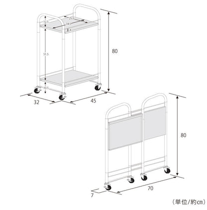 日本製 たためるステンレス棚ワゴン 32×45 キッチンワゴン キャスター付き キッチンラック キッチン収納 ランドリーワゴン プランタースタンド 取っ手 折りたたみ式 省スペース スリム(代引不可)