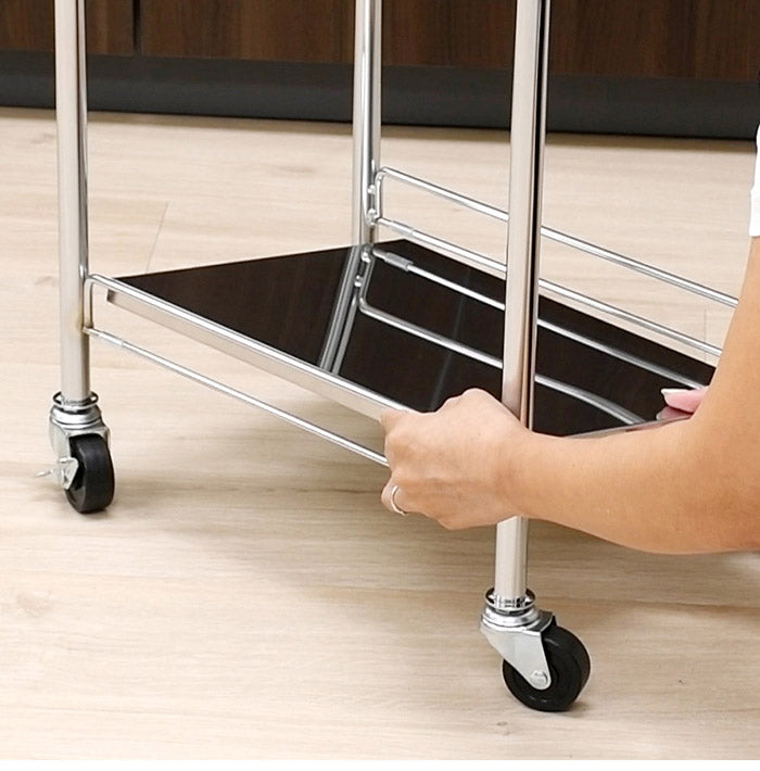 日本製 たためるステンレス棚ワゴン 32×45 キッチンワゴン キャスター付き キッチンラック キッチン収納 ランドリーワゴン プランタースタンド 取っ手 折りたたみ式 省スペース スリム(代引不可)