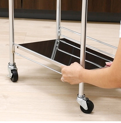 日本製 たためるステンレス棚ワゴン 32×45 キッチンワゴン キャスター付き キッチンラック キッチン収納 ランドリーワゴン プランタースタンド 取っ手 折りたたみ式 省スペース スリム(代引不可)