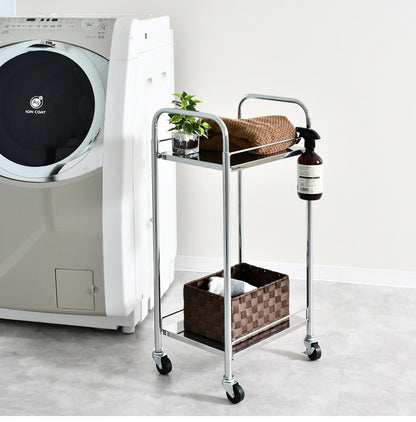日本製 たためるステンレス棚ワゴン 32×45 キッチンワゴン キャスター付き キッチンラック キッチン収納 ランドリーワゴン プランタースタンド 取っ手 折りたたみ式 省スペース スリム(代引不可)