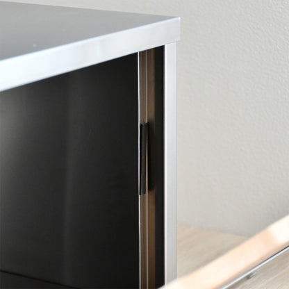 日本製 燕三条 ウッドとステンレスのブレッドケース 外せる木製トレー付き 頑丈 奥行28 トースターラック ブレッドケース 前開き 扉 キッチン収納 ブレッドボックス 食パン ジャム コーヒー 収納(代引不可)