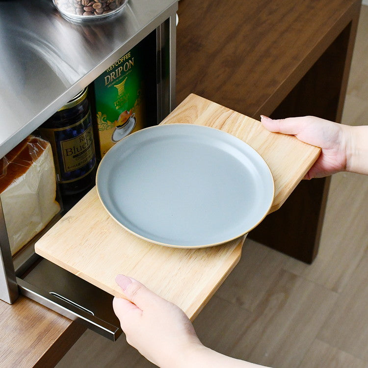 日本製 燕三条 ウッドとステンレスのブレッドケース 外せる木製トレー付き 頑丈 奥行28 トースターラック ブレッドケース 前開き 扉 キッチン収納 ブレッドボックス 食パン ジャム コーヒー 収納(代引不可)