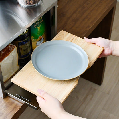 日本製 燕三条 ウッドとステンレスのブレッドケース 外せる木製トレー付き 頑丈 奥行28 トースターラック ブレッドケース 前開き 扉 キッチン収納 ブレッドボックス 食パン ジャム コーヒー 収納(代引不可)