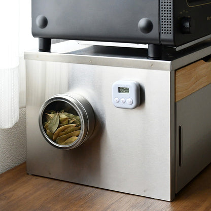 日本製 燕三条 ウッドとステンレスのブレッドケース 外せる木製トレー付き 頑丈 奥行28 トースターラック ブレッドケース 前開き 扉 キッチン収納 ブレッドボックス 食パン ジャム コーヒー 収納(代引不可)