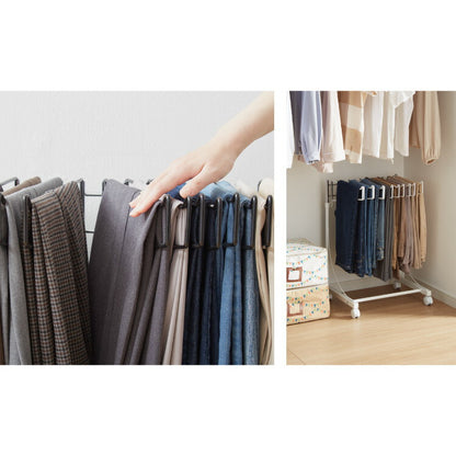 日本製 高さ伸縮スラックスハンガー 12本掛け スイング式 キャスター付き スラックス収納 ハンガーラック スリム 押入れ 押し入れ 収納 クローゼット パンツ ズボン ハンガー(代引不可)