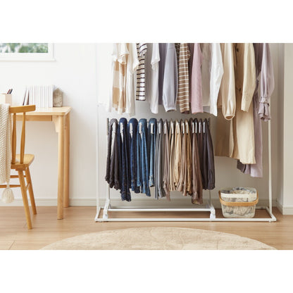 日本製 高さ伸縮スラックスハンガー 20本掛け スイング式 キャスター付き スラックス収納 ハンガーラック スリム 押入れ 押し入れ 収納 クローゼット パンツ ズボン ハンガー(代引不可)