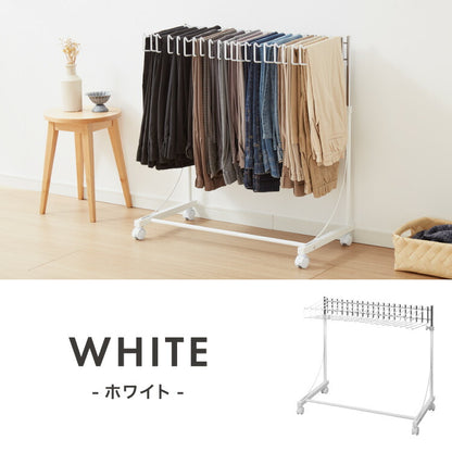 日本製 高さ伸縮スラックスハンガー 20本掛け スイング式 キャスター付き スラックス収納 ハンガーラック スリム 押入れ 押し入れ 収納 クローゼット パンツ ズボン ハンガー(代引不可)