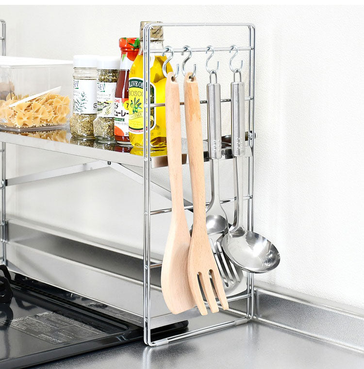 日本製 燕三条 排気口カバー付き コンロ奥多機能ラック 幅65cm 2段 コンロ幅60用 コンロ奥ラック ステンレス棚 調味料ラック スパイスラック キッチンラック キッチン収納(代引不可)