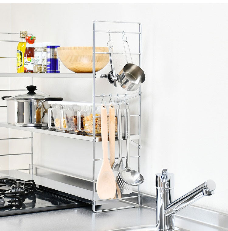 日本製 燕三条 排気口カバー付き コンロ奥多機能ラック 幅80cm 2段 コンロ幅75用 コンロ奥ラック ステンレス棚 調味料ラック スパイスラック キッチンラック キッチン収納(代引不可)