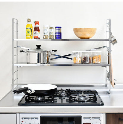 日本製 燕三条 排気口カバー付き コンロ奥多機能ラック 幅80cm 3段 コンロ幅75用 コンロ奥ラック ステンレス棚 調味料ラック スパイスラック キッチンラック キッチン収納(代引不可)