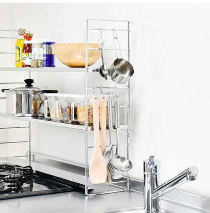 日本製 燕三条 排気口カバー付き コンロ奥多機能ラック 幅80cm 3段 コンロ幅75用 コンロ奥ラック ステンレス棚 調味料ラック スパイスラック キッチンラック キッチン収納(代引不可)