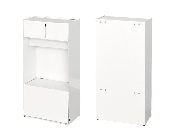 日本製 ペーパータオルホルダー 置き型 卓上タイプ 収納付き スペアも収納 スリム シンプル 扉収納 ペーパータオルストッカー(代引不可)