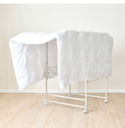 日本製 布団も干せる 押入れ布団収納 幅74.5 頑丈ワゴン 伸長式 物干し竿 物干しスタンド 布団干し 布団収納 押入れ収納 押し入れ収納 キャスター付き 布団収納ラック(代引不可)