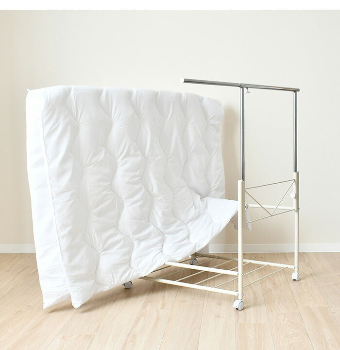 日本製 布団も干せる 押入れ布団収納 幅74.5 頑丈ワゴン 伸長式 物干し竿 物干しスタンド 布団干し 布団収納 押入れ収納 押し入れ収納 キャスター付き 布団収納ラック(代引不可)