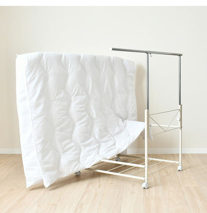 日本製 布団も干せる 押入れ布団収納 幅74.5 頑丈ワゴン 伸長式 物干し竿 物干しスタンド 布団干し 布団収納 押入れ収納 押し入れ収納 キャスター付き 布団収納ラック(代引不可)