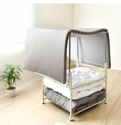 日本製 布団も干せる 押入れ布団収納 幅74.5 頑丈ワゴン 伸長式 物干し竿 物干しスタンド 布団干し 布団収納 押入れ収納 押し入れ収納 キャスター付き 布団収納ラック(代引不可)