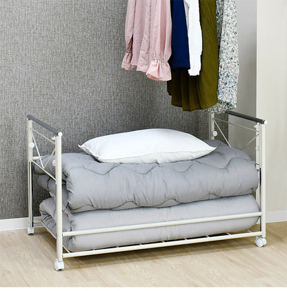 日本製 布団も干せる 押入れ布団収納 敷布団対応 ワイド 幅111 頑丈ワゴン 伸長式 物干し竿 物干しスタンド 布団干し 布団収納 押入れ収納 押し入れ収納 キャスター付き 布団収納ラック(代引不可)