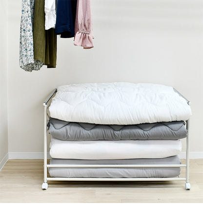 日本製 布団も干せる 押入れ布団収納 敷布団対応 ワイド 幅111 頑丈ワゴン 伸長式 物干し竿 物干しスタンド 布団干し 布団収納 押入れ収納 押し入れ収納 キャスター付き 布団収納ラック(代引不可)