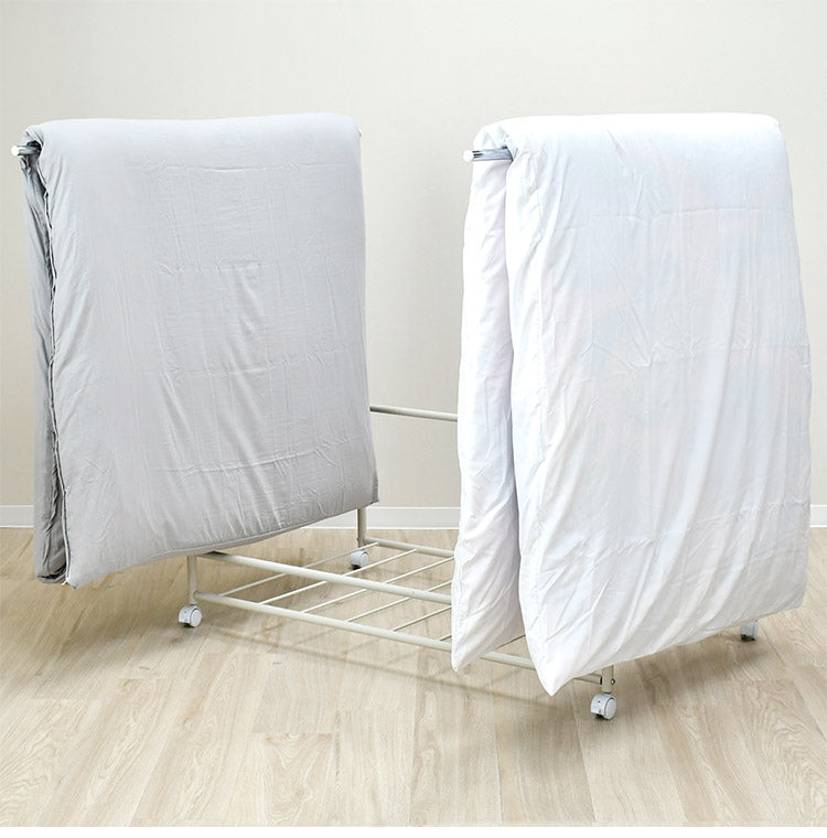 日本製 布団も干せる 押入れ布団収納 敷布団対応 ワイド 幅111 頑丈ワゴン 伸長式 物干し竿 物干しスタンド 布団干し 布団収納 押入れ収納 押し入れ収納 キャスター付き 布団収納ラック(代引不可)