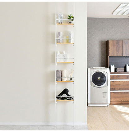 日本製 省スペース スリムウォールラック 幅40 奥行12.5 壁面収納 工具不要 天然木 突っ張り棚 突っ張りラック つっぱり 棚 シェルフ 隙間収納 すき間収納 ディスプレイ(代引不可)