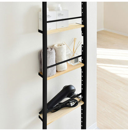 日本製 省スペース スリムウォールラック 幅40 奥行12.5 壁面収納 工具不要 天然木 突っ張り棚 突っ張りラック つっぱり 棚 シェルフ 隙間収納 すき間収納 ディスプレイ(代引不可)