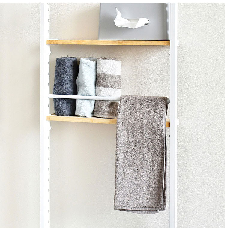 日本製 省スペース スリムウォールラック 幅55 奥行12.5 壁面収納 工具不要 天然木 突っ張り棚 突っ張りラック つっぱり 棚 シェルフ 隙間収納 すき間収納 ディスプレイ(代引不可)