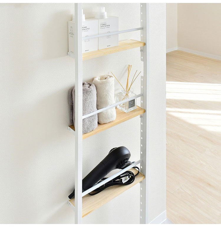 日本製 省スペース スリムウォールラック 幅70 奥行12.5 壁面収納 工具不要 天然木 突っ張り棚 突っ張りラック つっぱり 棚 シェルフ 隙間収納 すき間収納 ディスプレイ(代引不可)