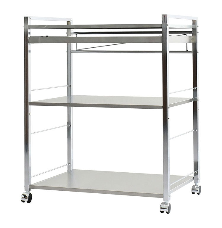 日本製 燕三条 ハンドル付き ステンレス作業台ワゴン 幅73.5cm 引出し付き キッチンワゴン 調理台 キャスター付き 引き出し付き 棚 ラック スリム キッチン収納 おしゃれ(代引不可)